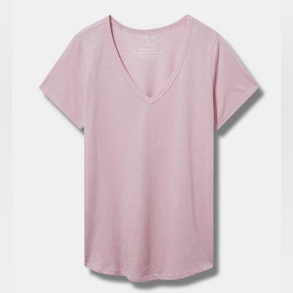 Women’s torrid 1 Pale Pink Girlfriend Signature Jersey V-Neck Tee 14 16 1X 1XL - Picture 2 of 13